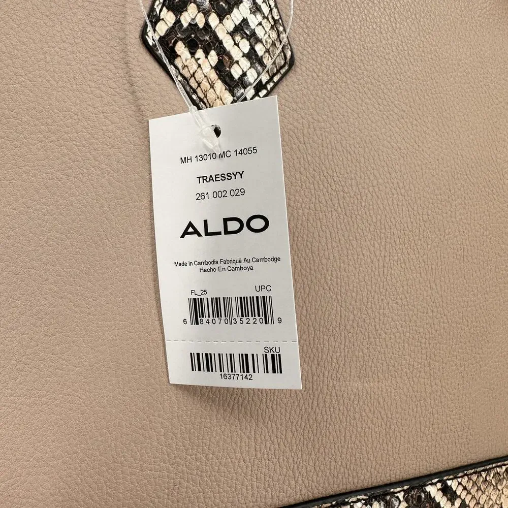 Aldo Women's Galilini Snake Accent Satchel Handbag Purse New with tags